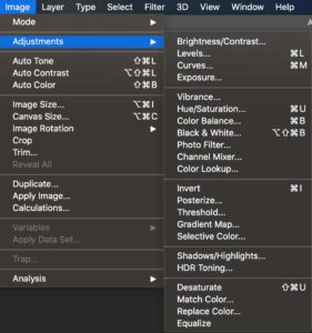 Image Adjustments menu