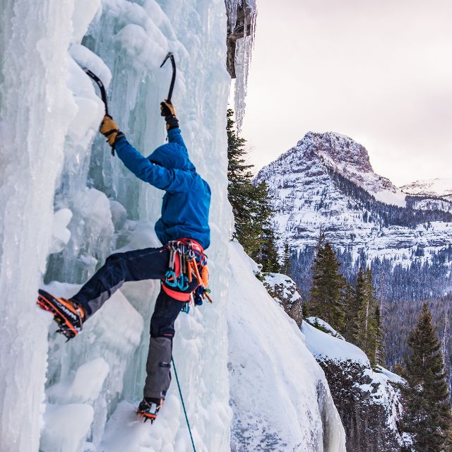 Climber on an icy mountain