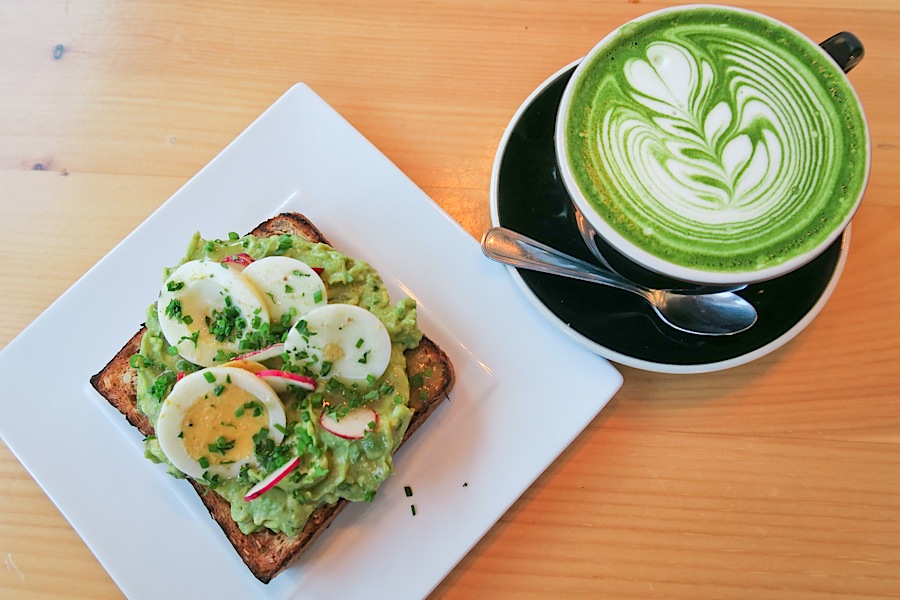 avocado toast and matcha