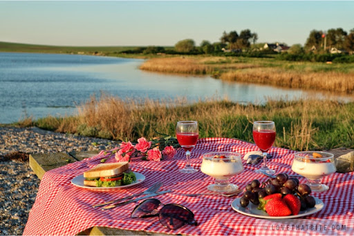 Second slide, picnic by pond